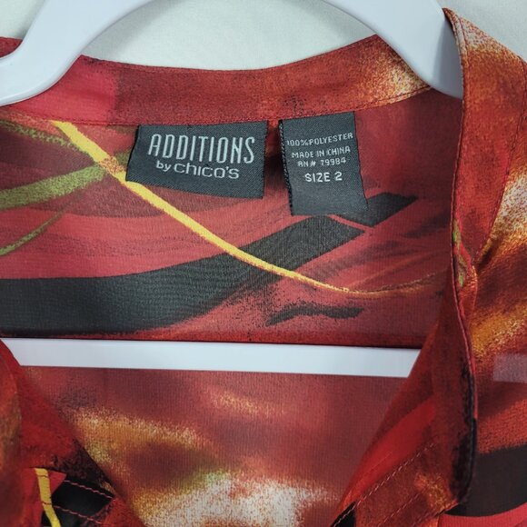 Chico's Additions Blouse Women's Size Large Red & Black Abstract Design - Picture 5 of 11